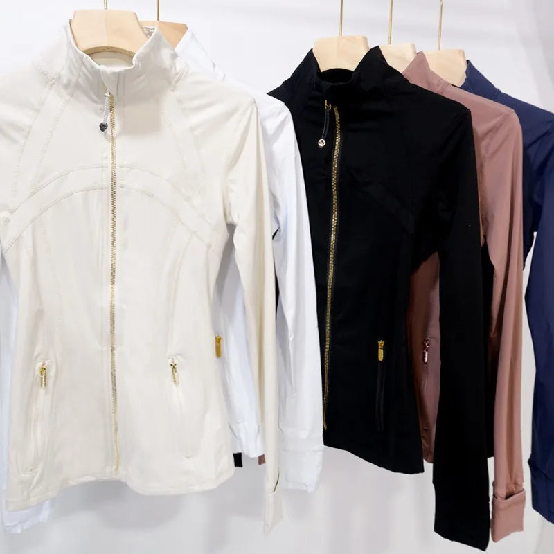 Slimming Zipper Jacket for Yoga Stand Collar Quick Dry
