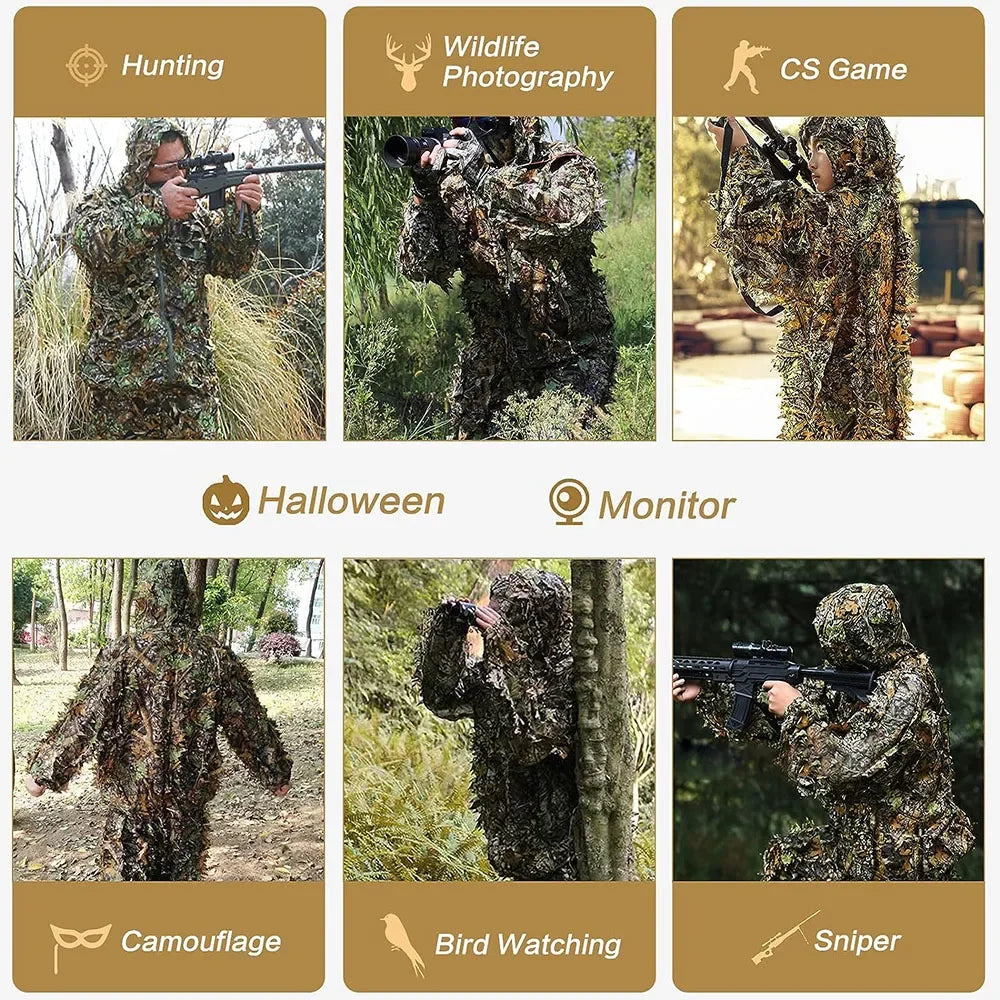3D Ghillie Suit Tactical Outdoor Camouflage For Hunting
