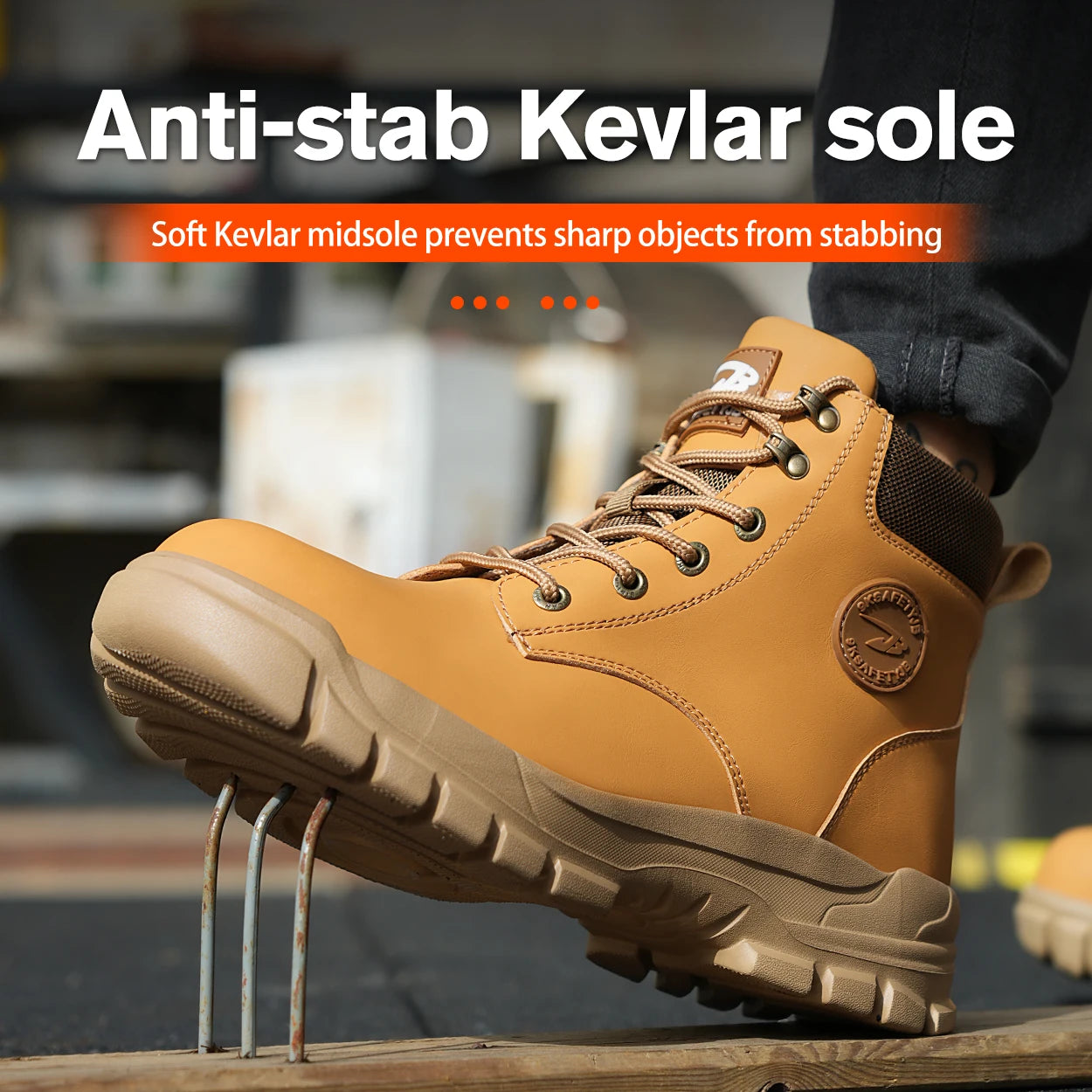 Men High Top Anti-Smash Safety Shoes With Metal Toe Cap