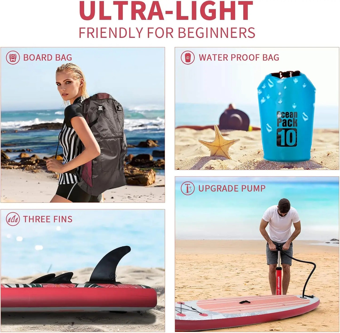 Inflatable Stand Up Paddle Board With Kayak Seat, Non-Slip Deck