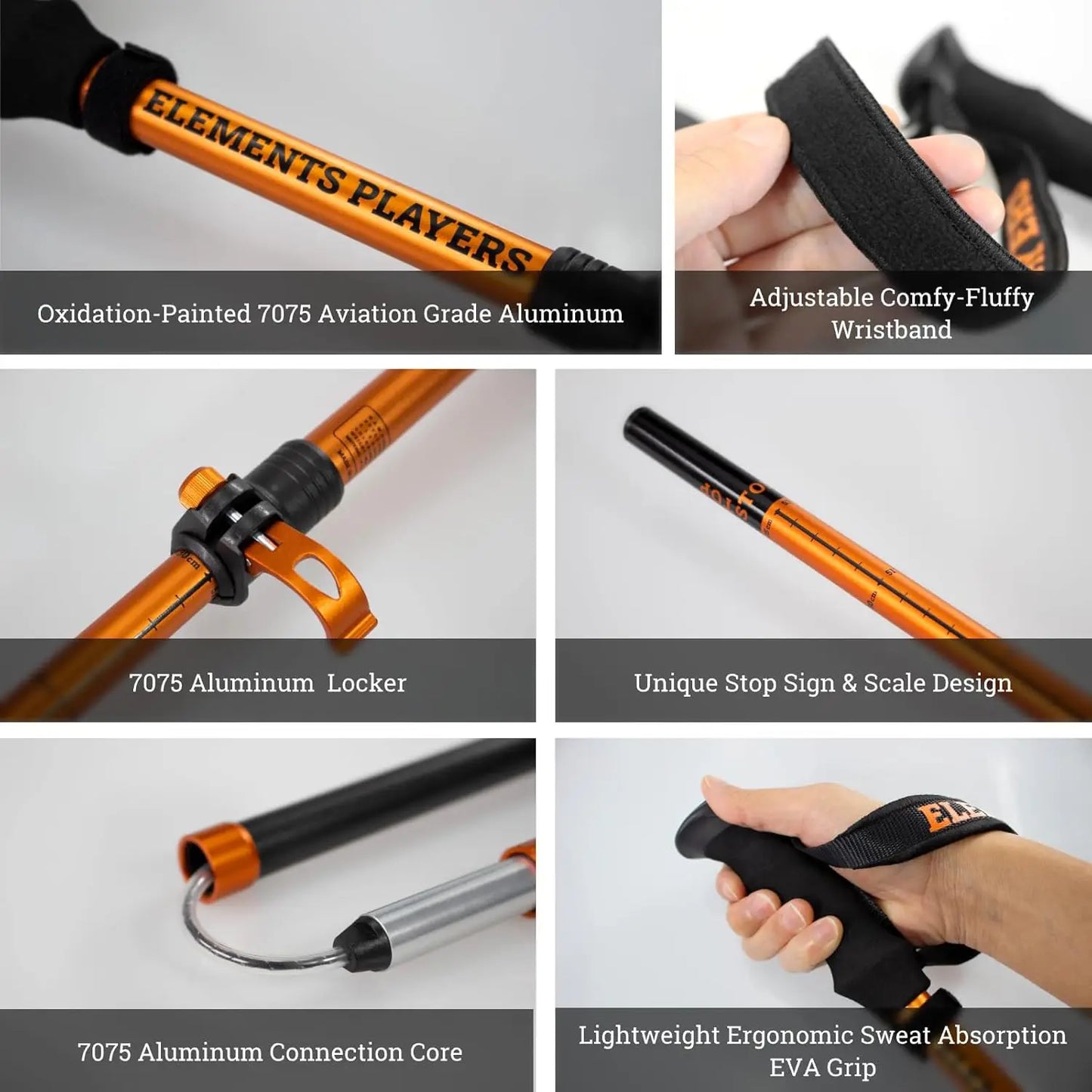 XMSJ Ultralight 7075 Aluminum Trekking Poles Three Section Telescopic