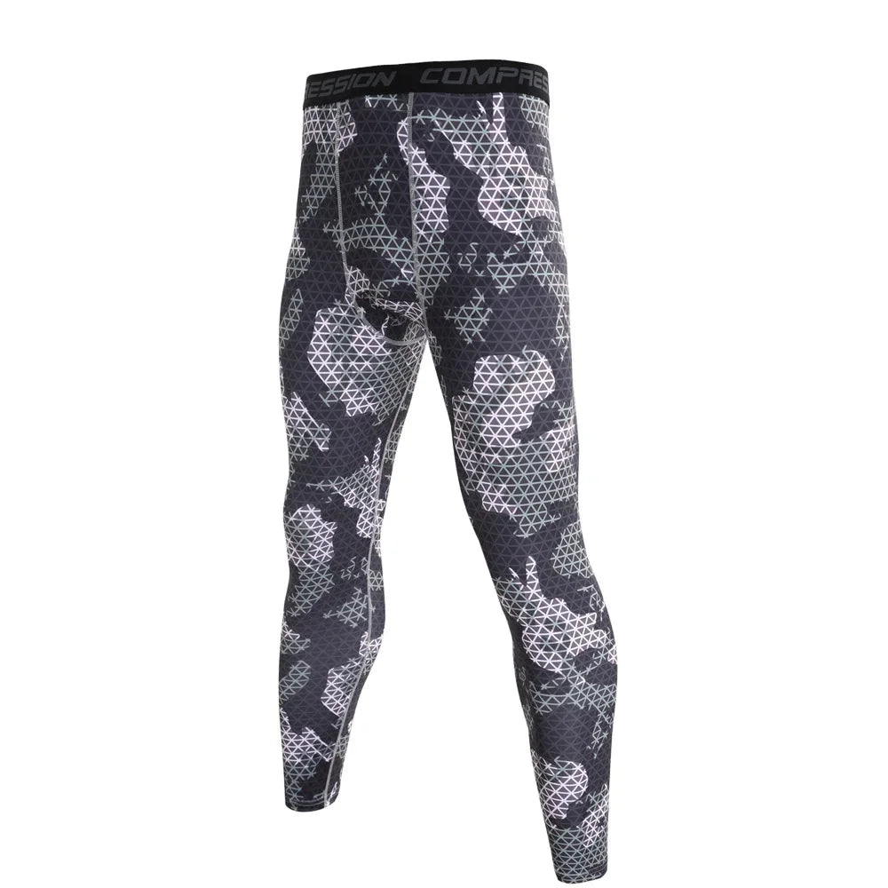 NONECN Men Camouflage Sports Leggings Running Training Compression Tights