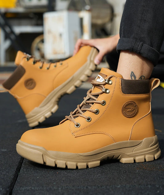 Men High Top Anti-Smash Safety Shoes With Metal Toe Cap