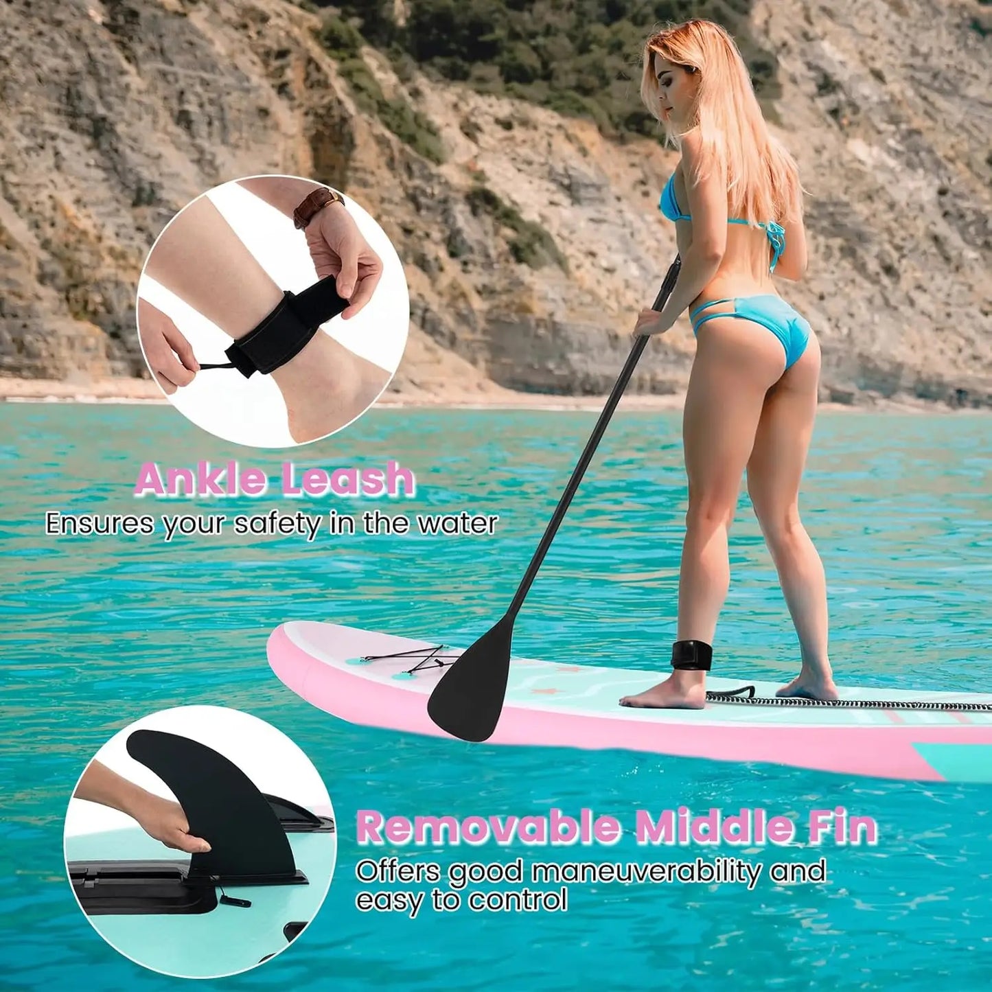 GYMAX Inflatable Paddle Board With SUP Accessories And Removable Fin