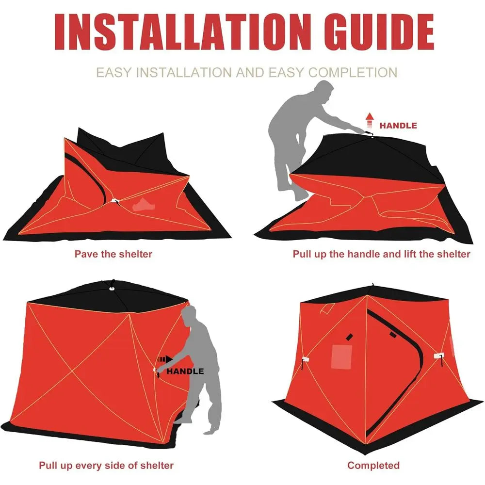 Insulated Ice Fishing Shelter For 2-3 People Portable Windproof