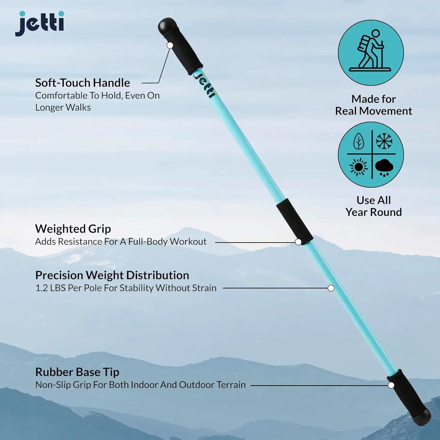 Weighted Walking Sticks For Balance And Stability With Ergonomic Grips