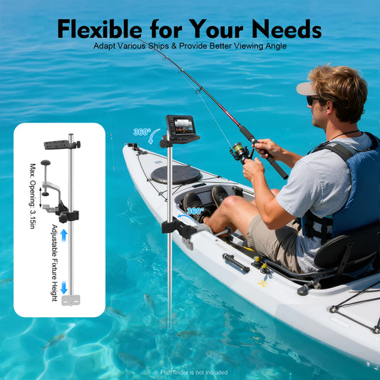 Universal 360 Rotating Transducer Pole Mount for Boat Kayak