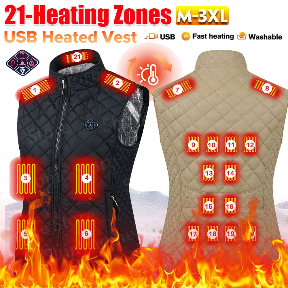NONECN 21 Zone USB Heated Vest For Women Cotton Jacket
