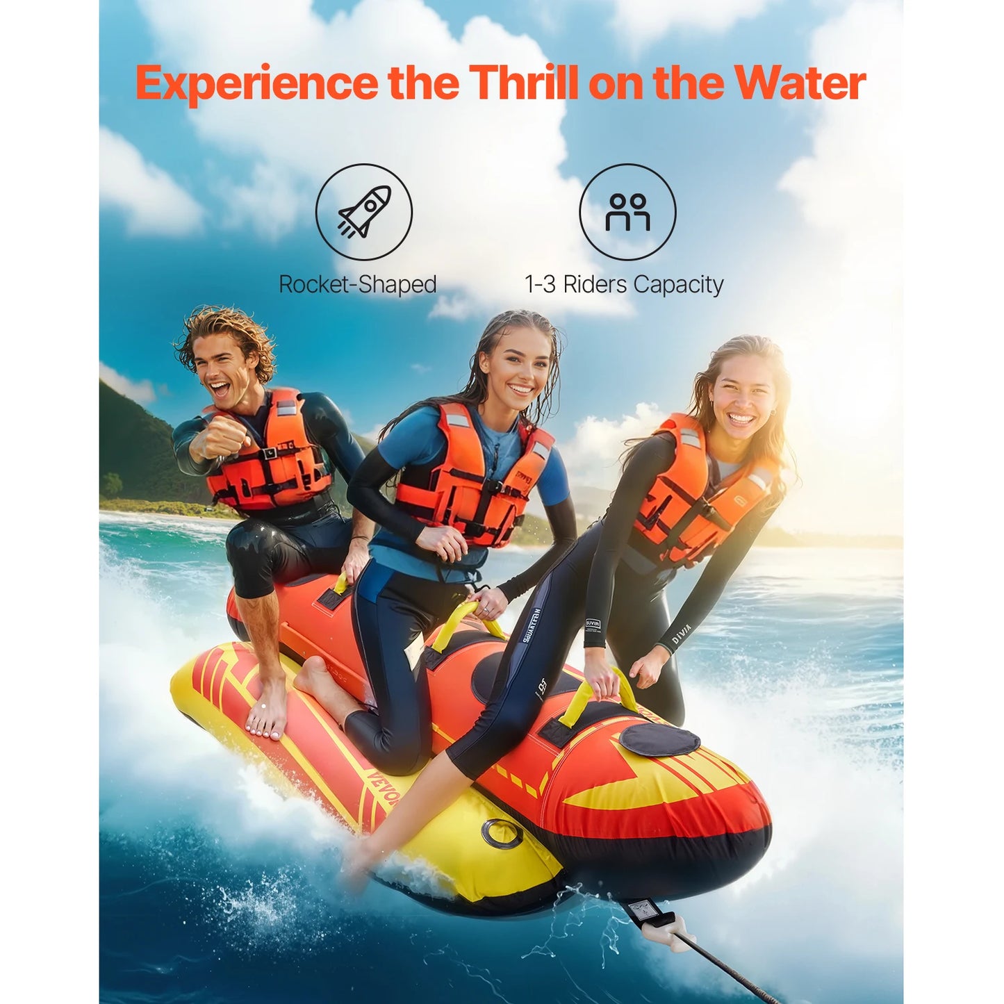 Towable Tube For Boating 3 Rider Water Sports Inflatable Tube