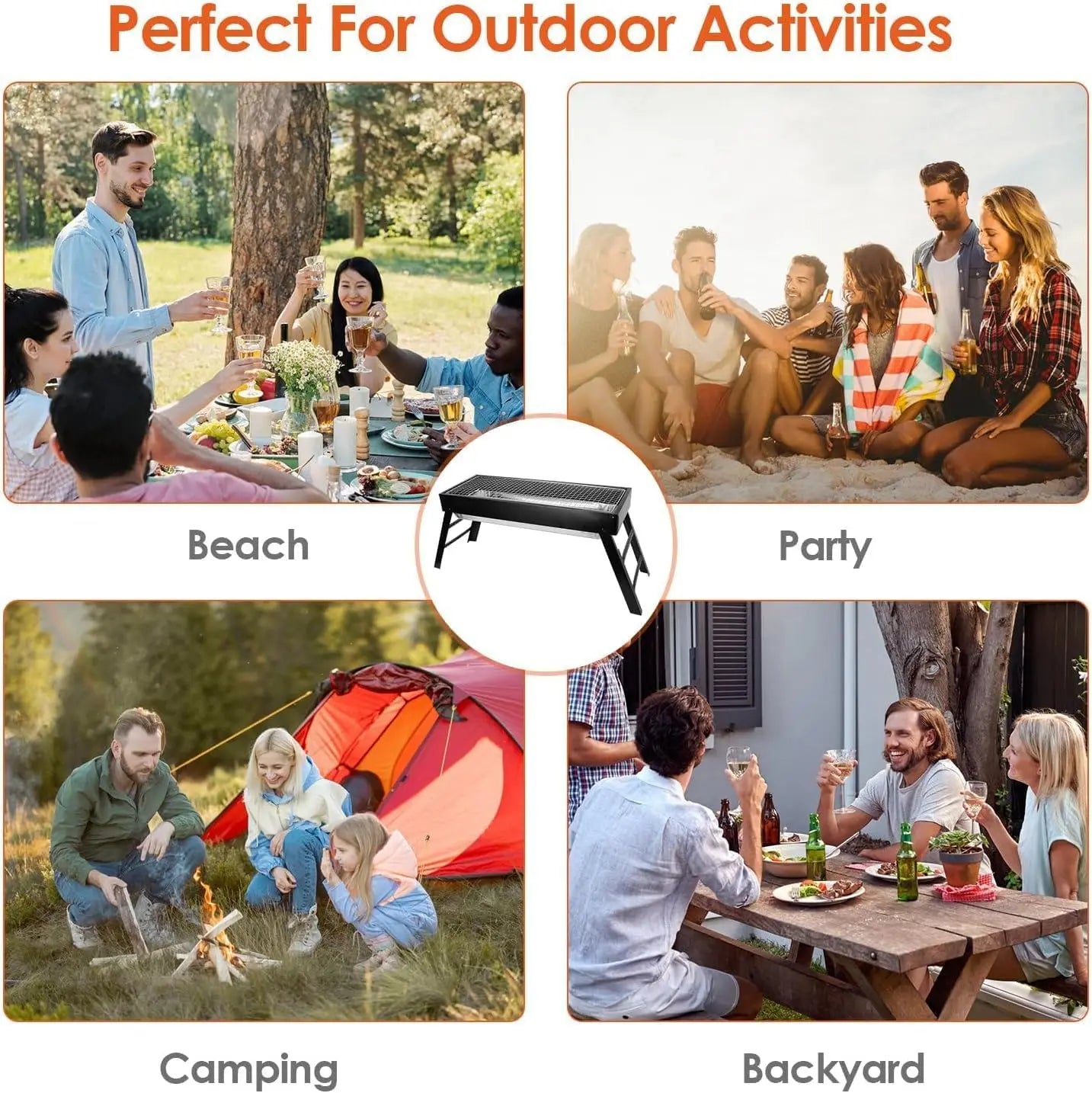 XMSJ Portable Charcoal Grill For Camping Hiking Picnics
