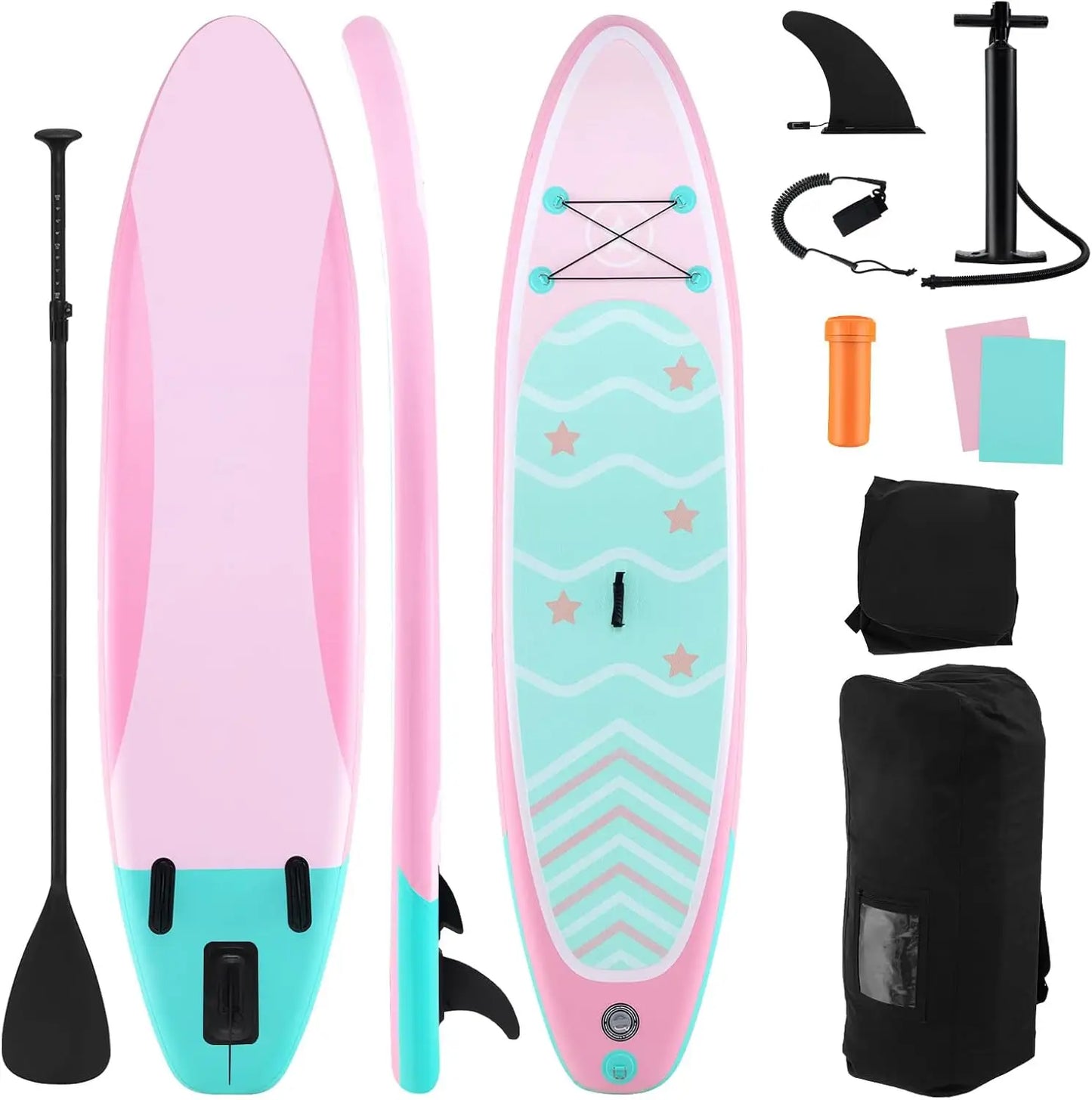 GYMAX Inflatable Paddle Board With SUP Accessories And Removable Fin