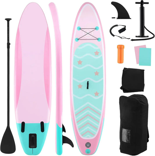 GYMAX Inflatable Paddle Board With SUP Accessories And Removable Fin