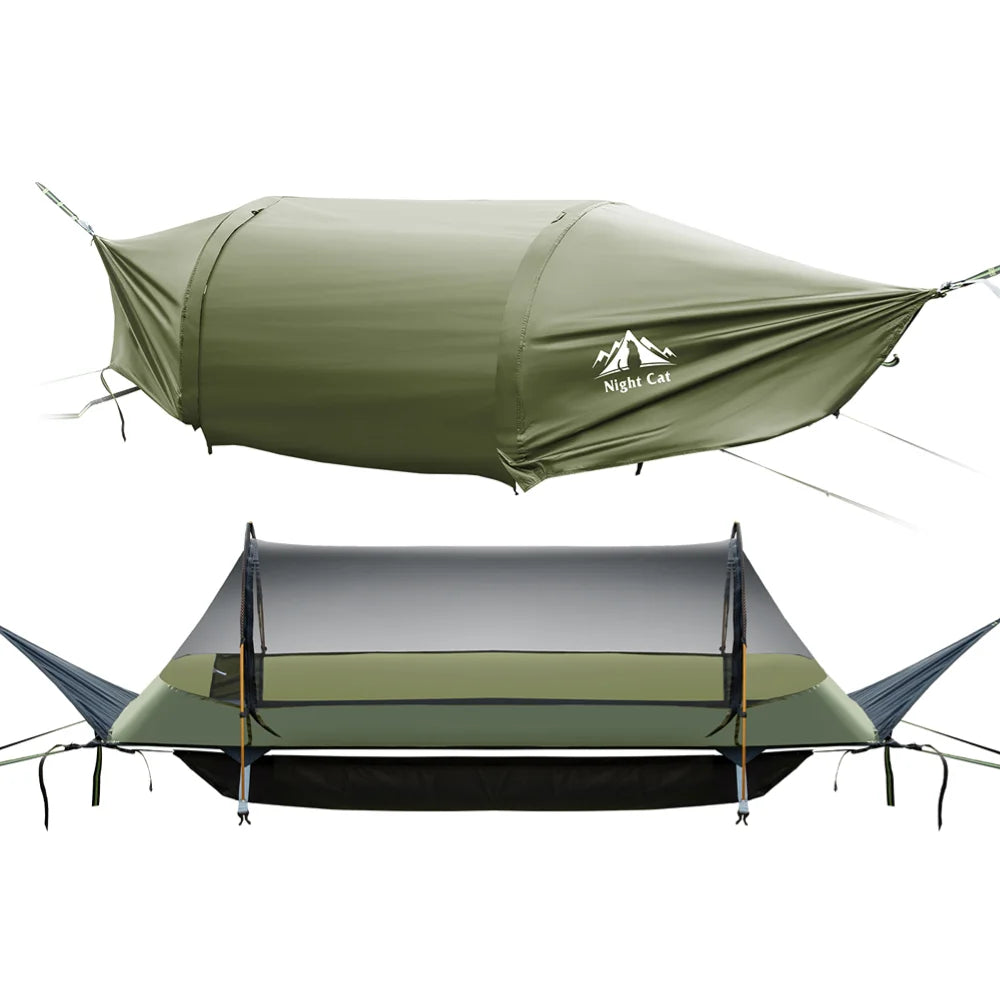 Night Cat Hammock Tent With Mosquito Net Waterproof Rainfly Storage