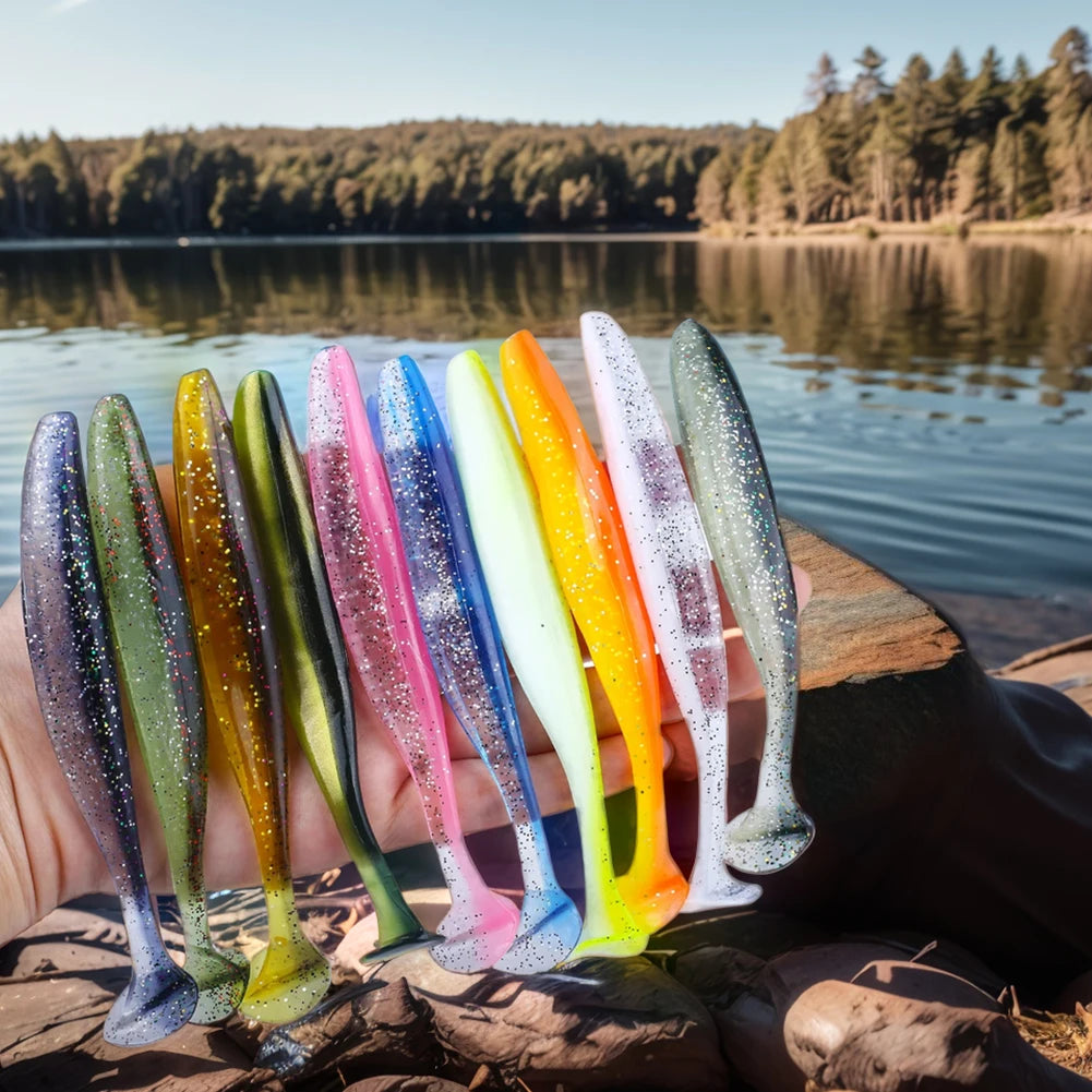 T Tail Worm Soft Bait Lures FreshwaterSaltwater BassTrout 10 Pack