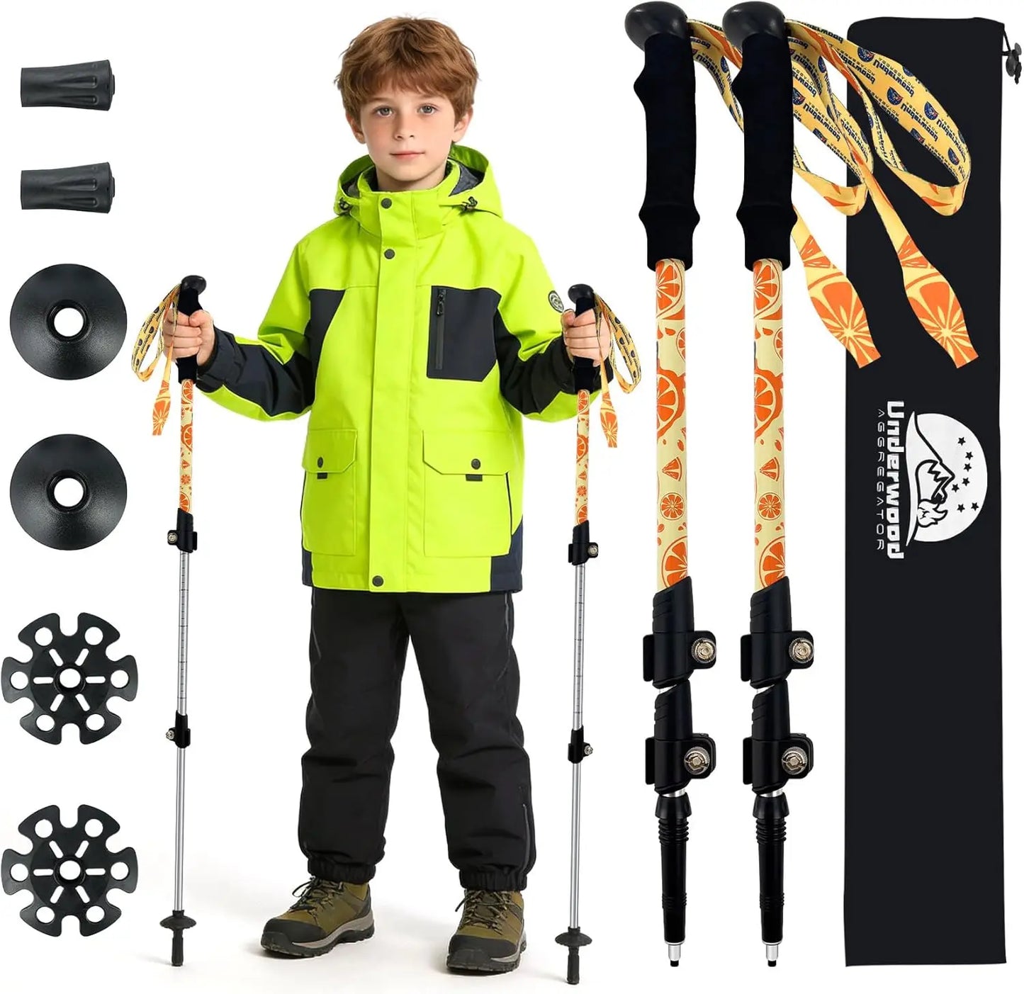 XMSJ Kids Collapsible Hiking Poles 2-Pack Aluminum Trekking Sticks