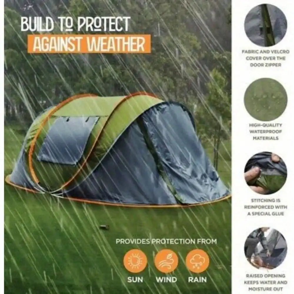 Camping Tent Easy Pop Up Two Doors Waterproof UPF50