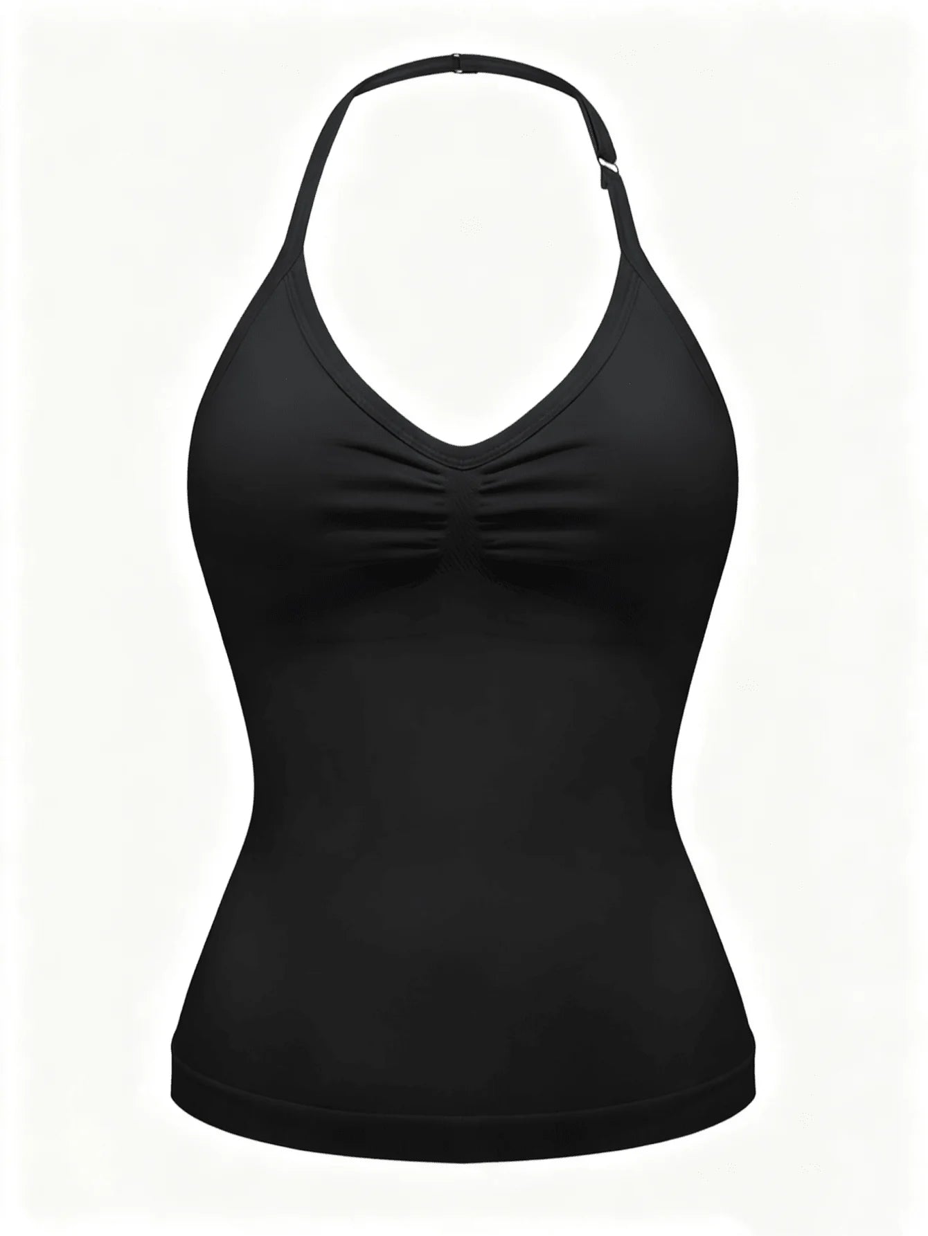 Women's Halter Neck Ruched Yoga Sports Bra With Removable Pads