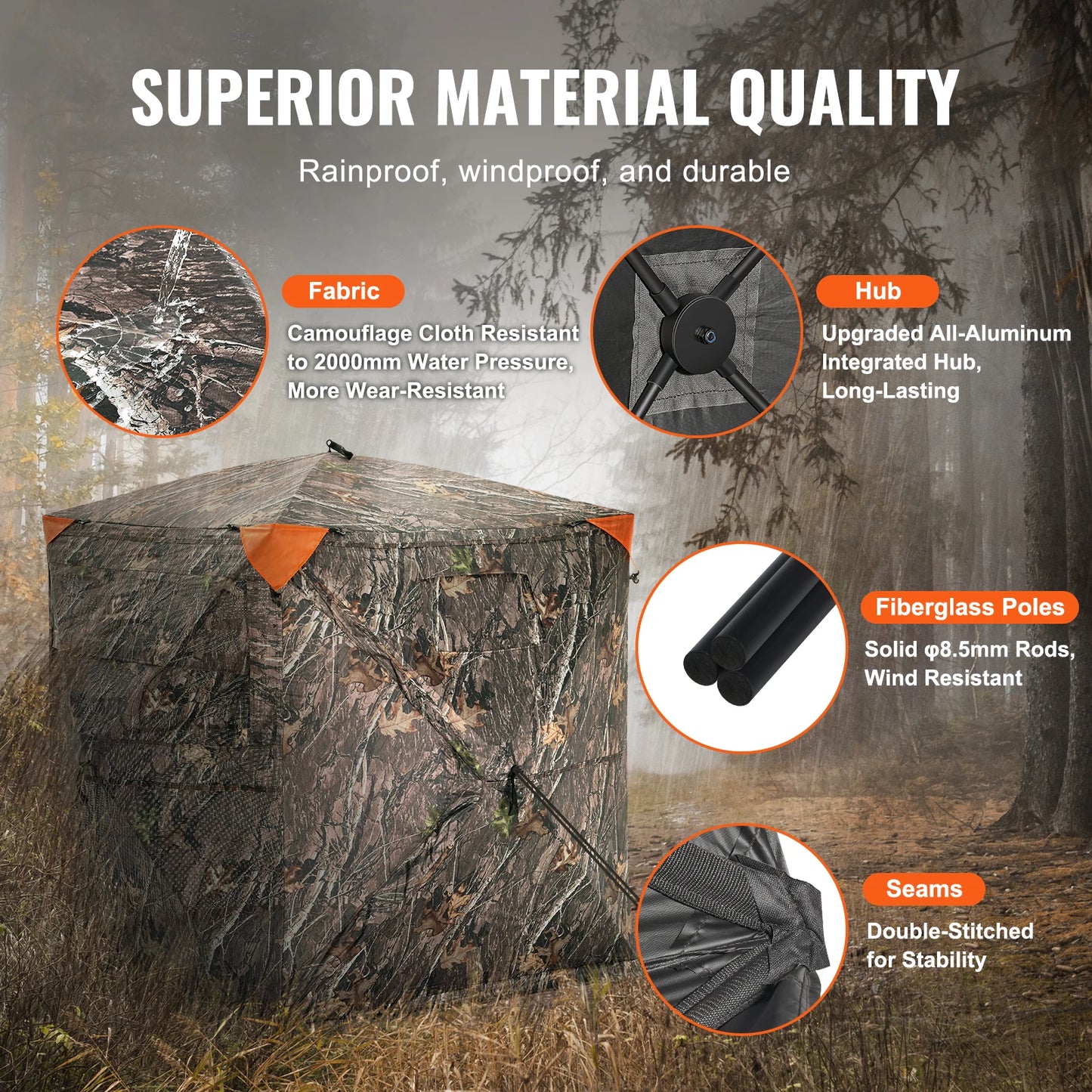 Hunting Blind 270 Degree See Through Ground Blind for 1 to 2 Person