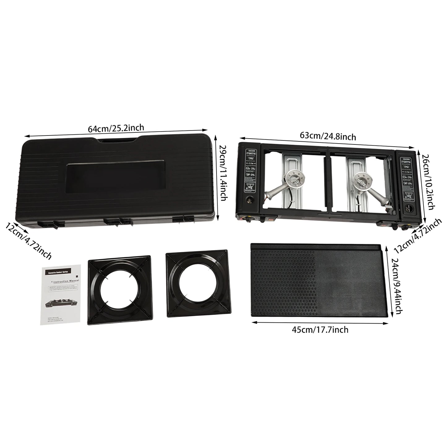 NONED 2 Burner Portable Camping Stove Kit With Baking Pan