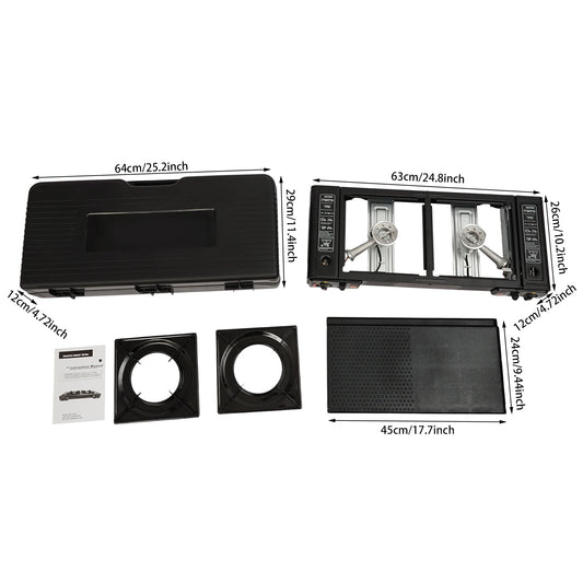 NONED 2 Burner Portable Camping Stove Kit With Baking Pan