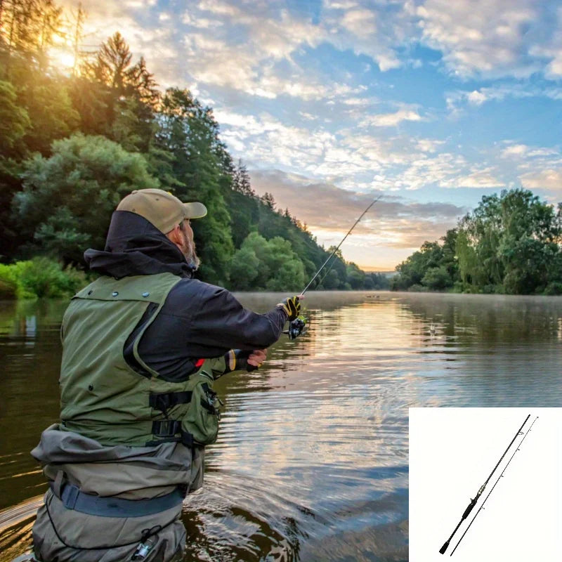 FridayInFishing Telescopic Fishing Rod Two Piece Fiberglass Medium Fast Action