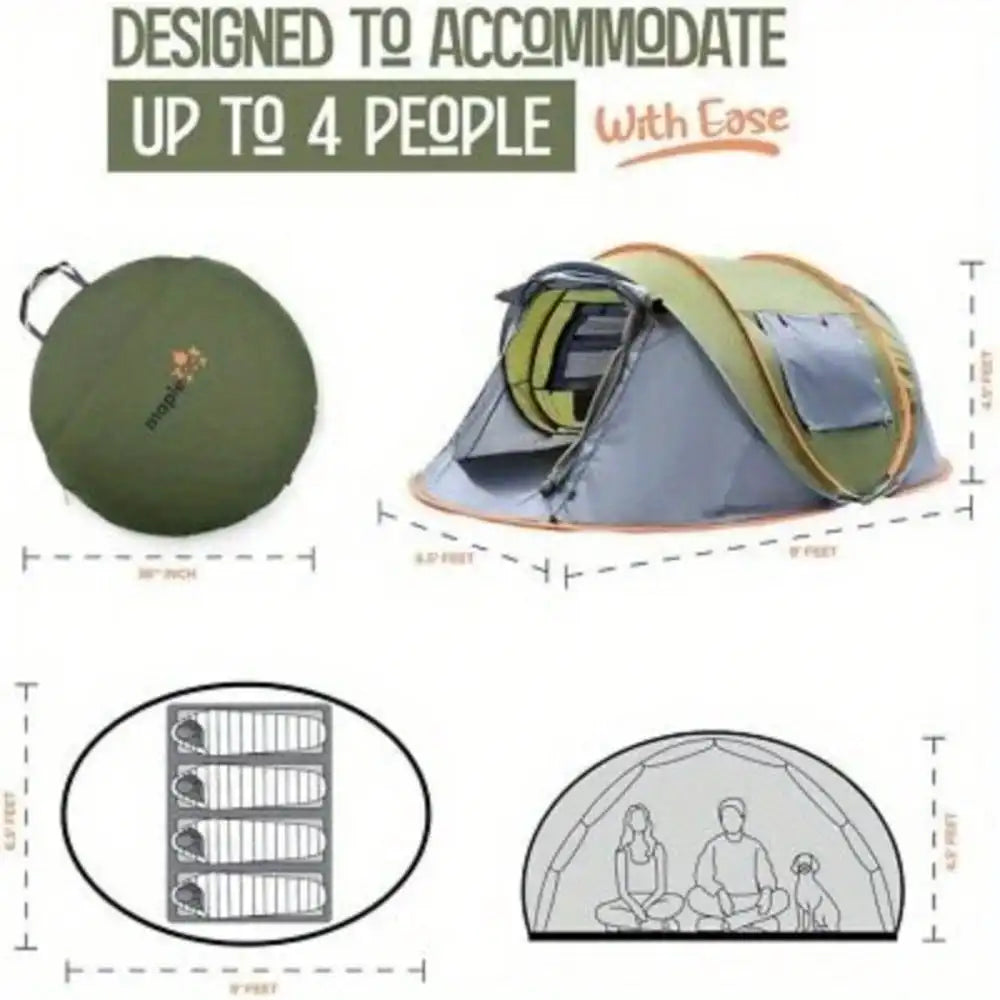 Camping Tent Easy Pop Up Two Doors Waterproof UPF50