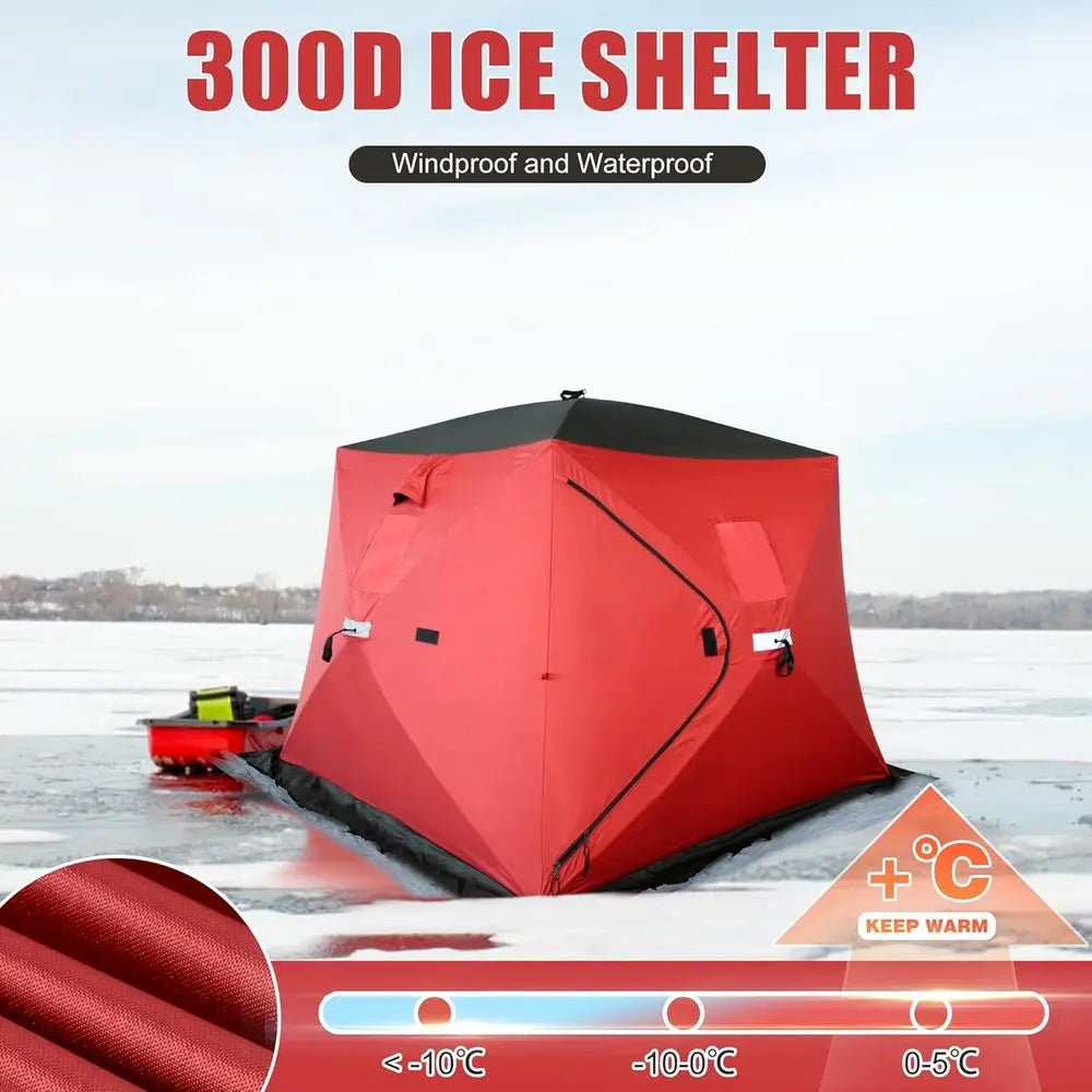 Insulated Ice Fishing Shelter For 2-3 People Portable Windproof
