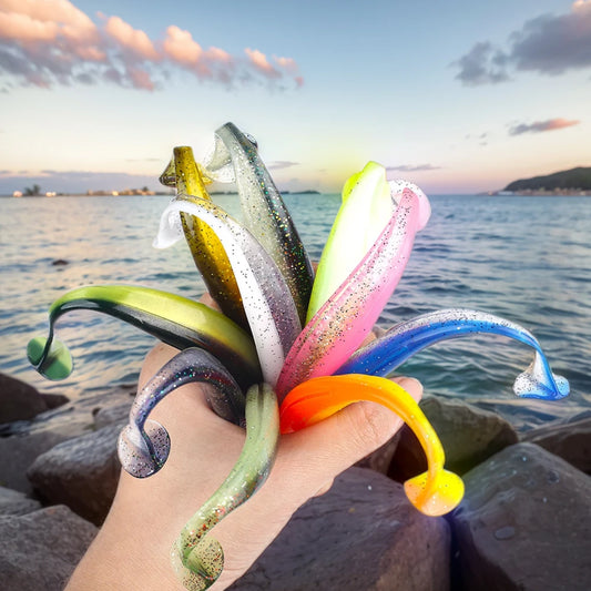 T Tail Worm Soft Bait Lures FreshwaterSaltwater BassTrout 10 Pack