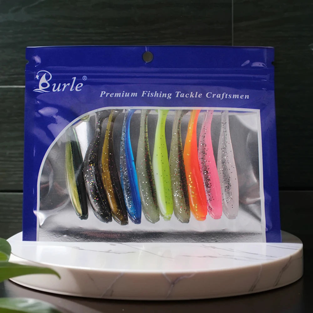 T Tail Worm Soft Bait Lures FreshwaterSaltwater BassTrout 10 Pack