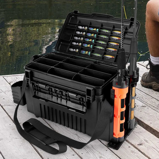 2 Tier Fishing Tackle Box Adjustable Gear Organizer Case