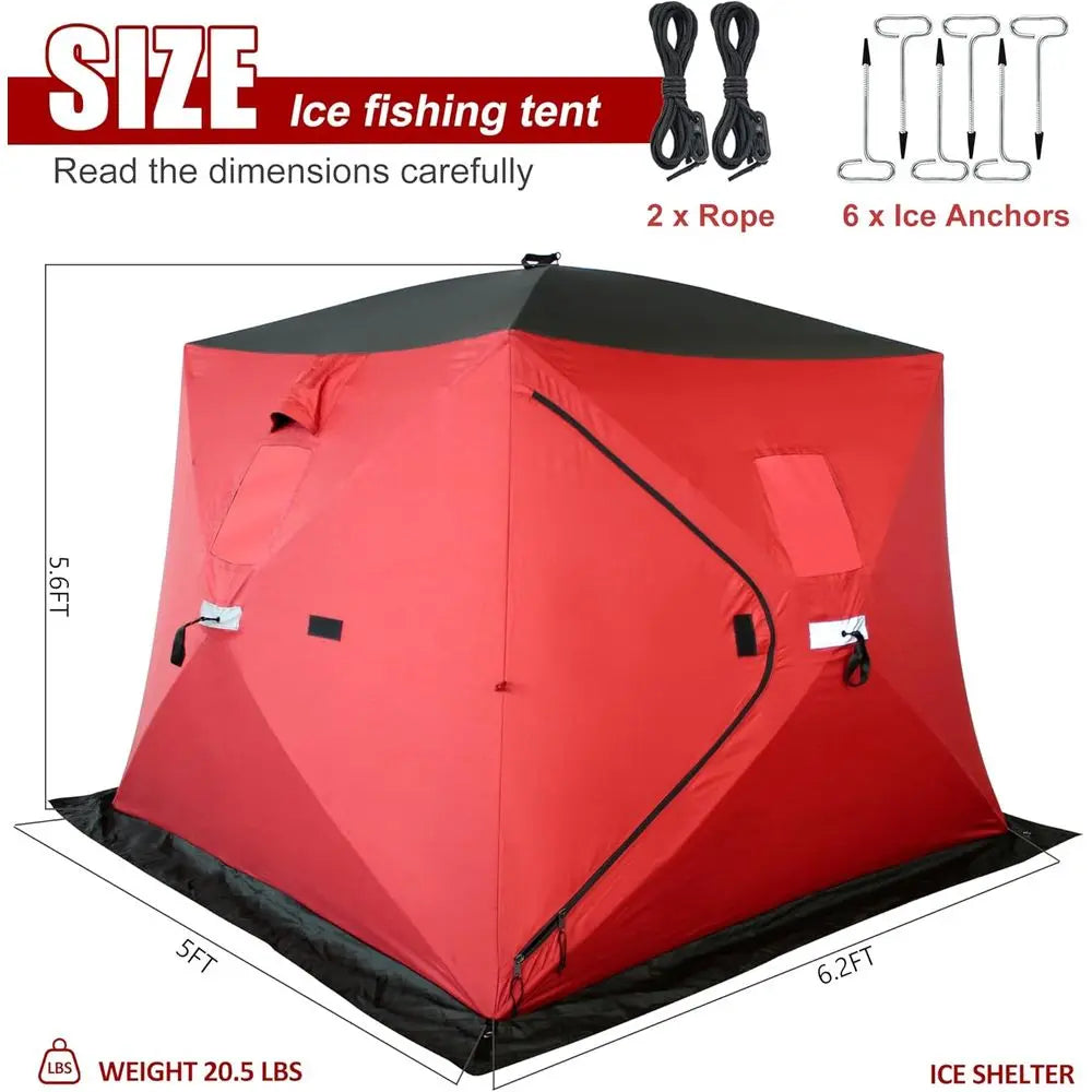 Insulated Ice Fishing Shelter For 2-3 People Portable Windproof