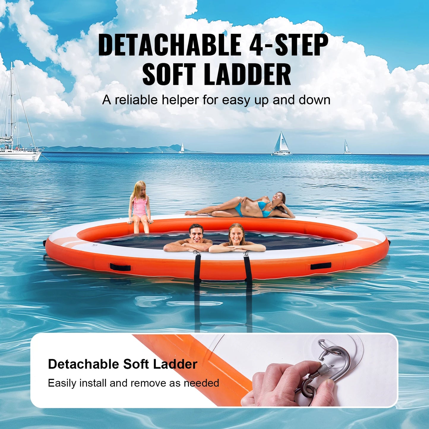SucceBuy Inflatable Floating Dock Non Slip Platform Detachable Ladder