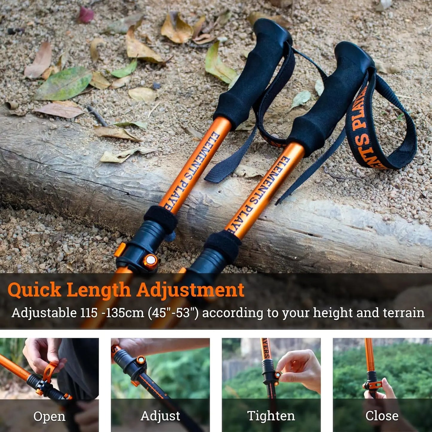 XMSJ Ultralight 7075 Aluminum Trekking Poles Three Section Telescopic
