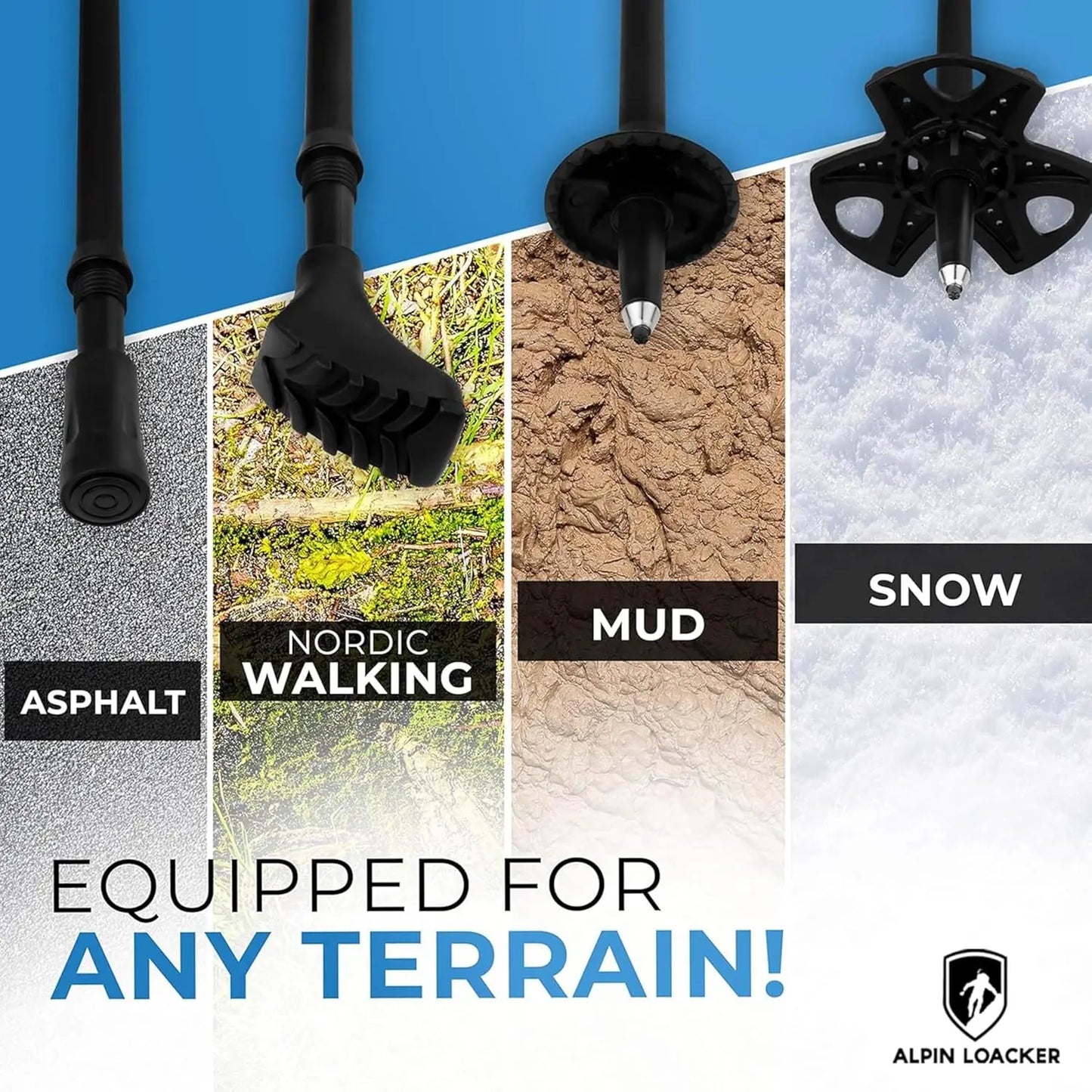 Collapsible Trekking Poles for Hiking Ultra Lightweight Carbon or Aluminum