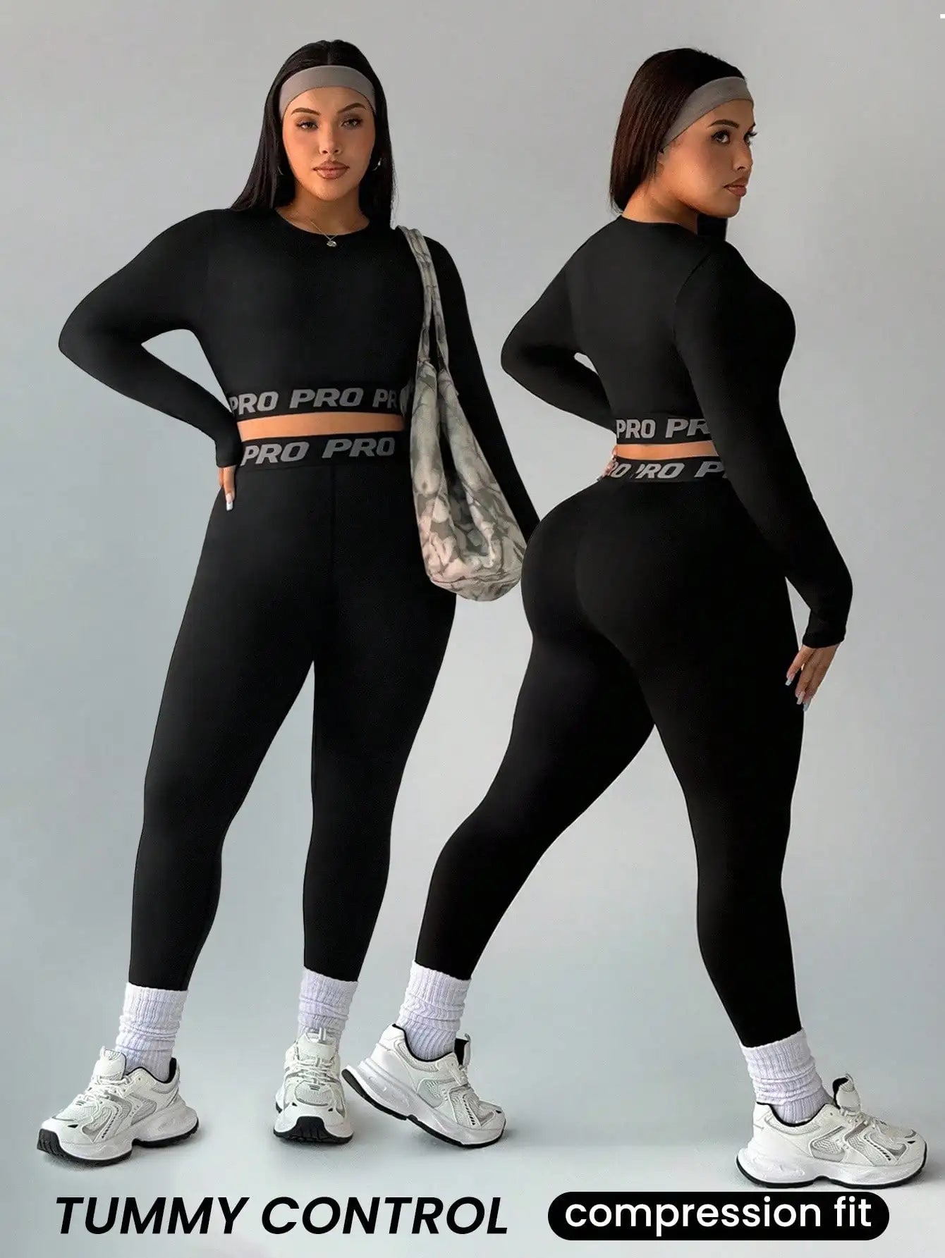 Womens Jacquard Elastic Crop Top And Leggings Set Workout