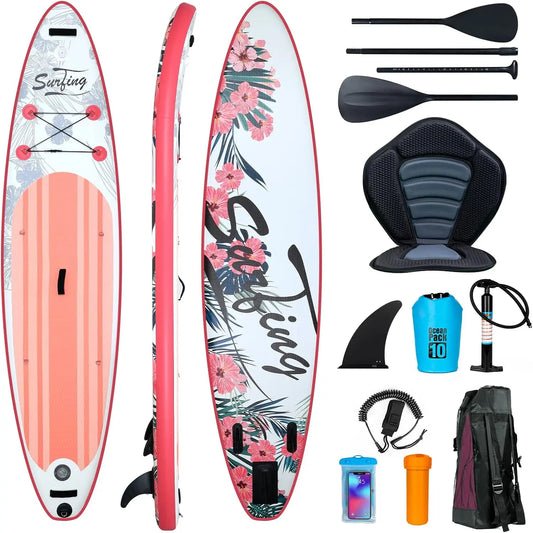 Inflatable Stand Up Paddle Board With Kayak Seat, Non-Slip Deck