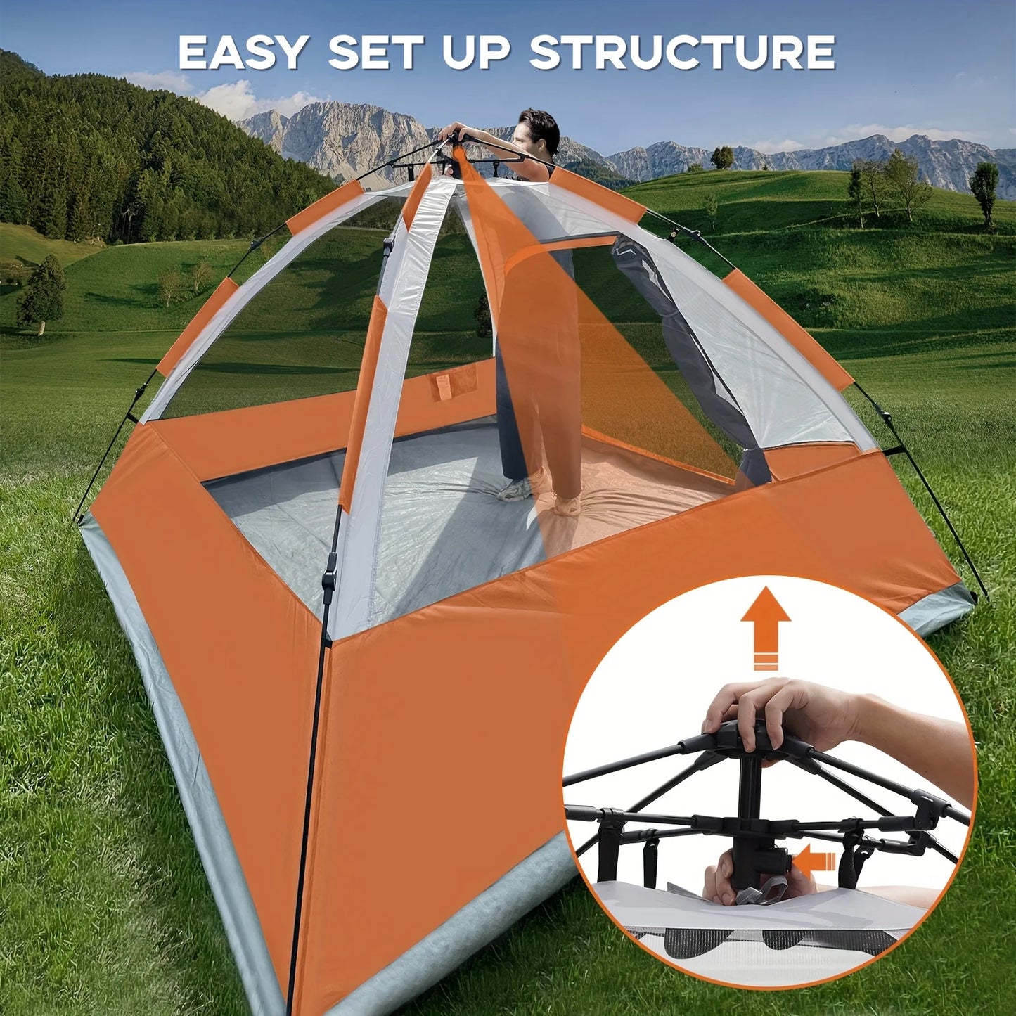 Unp Pop Up 4 Person Tent Instant Setup With Rain Fly Waterproof Windproof