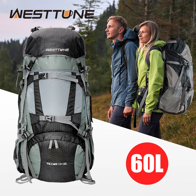 WEST TUNE Internal Frame Hiking Backpack With Rain Cover