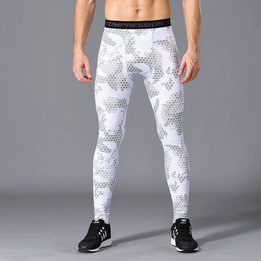 NONECN Men Camouflage Sports Leggings Running Training Compression Tights