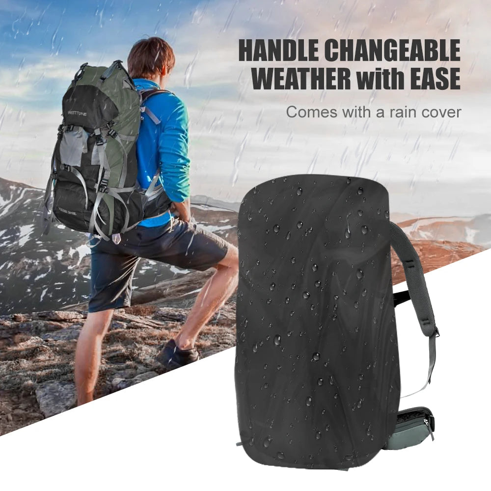 WEST TUNE Internal Frame Hiking Backpack With Rain Cover