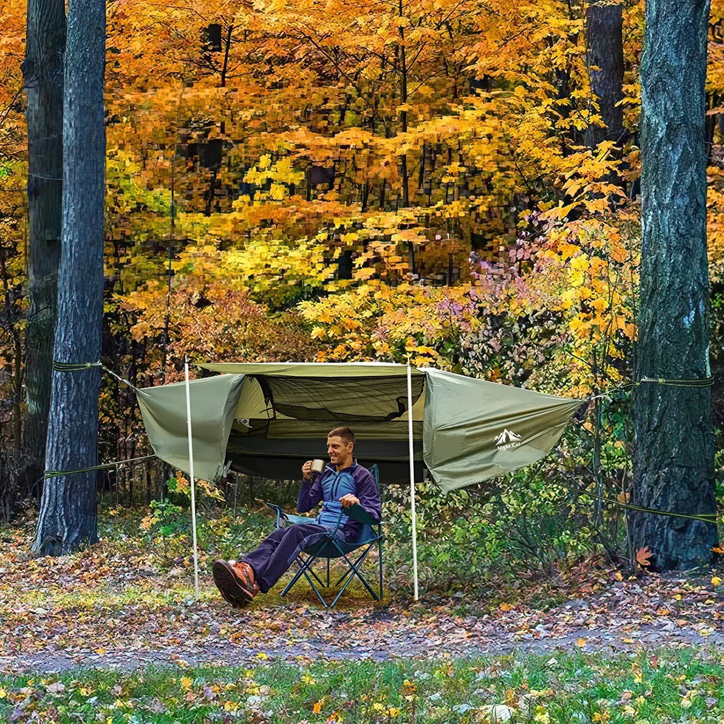 Night Cat Hammock Tent With Mosquito Net Waterproof Rainfly Storage