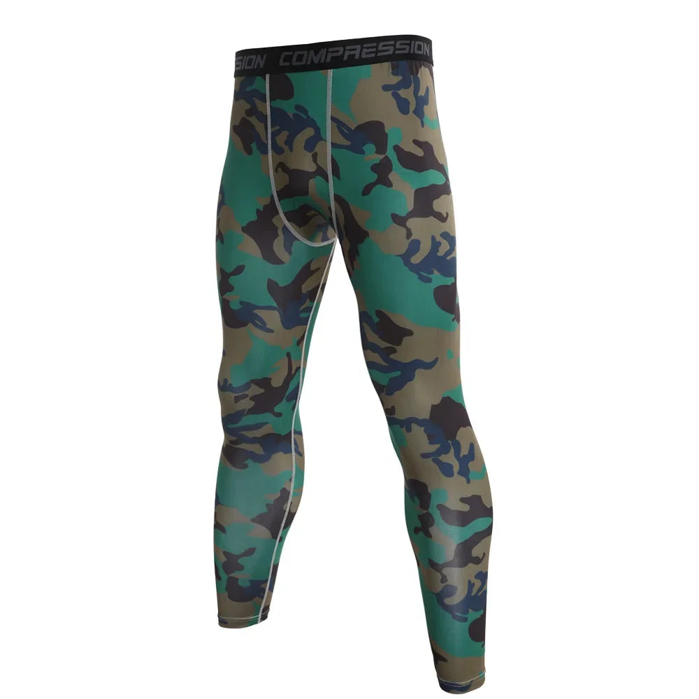 NONECN Men Camouflage Sports Leggings Running Training Compression Tights