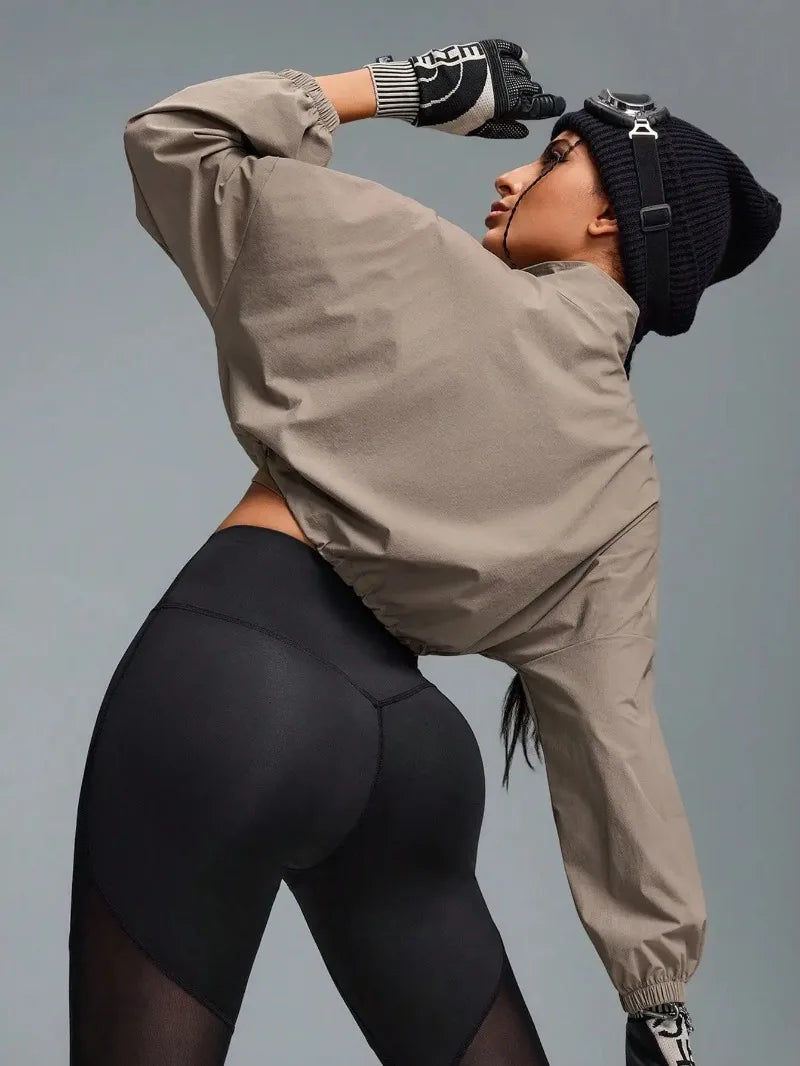 Cropped Zip Up Womens Athletic Jacket For Fitness Wear