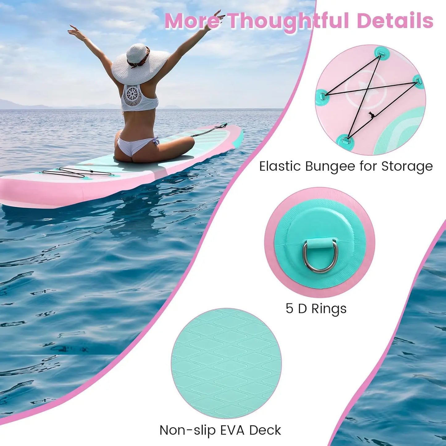 GYMAX Inflatable Paddle Board With SUP Accessories And Removable Fin