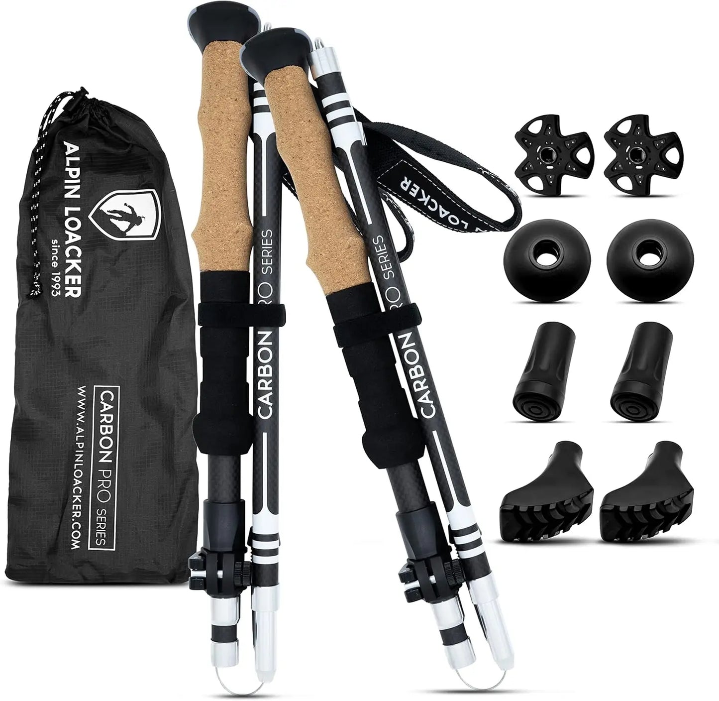 Collapsible Trekking Poles for Hiking Ultra Lightweight Carbon or Aluminum