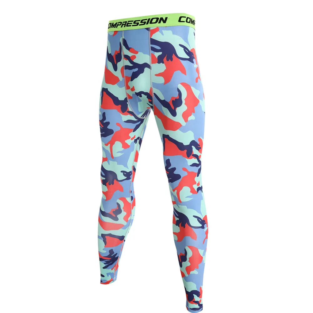 NONECN Men Camouflage Sports Leggings Running Training Compression Tights