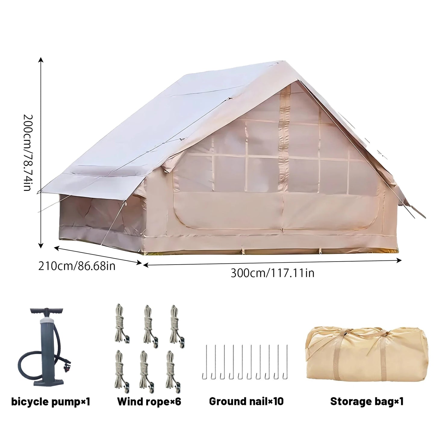 Pakicetus Inflatable Tent With Skylight Quick Setup Family Camp Tent