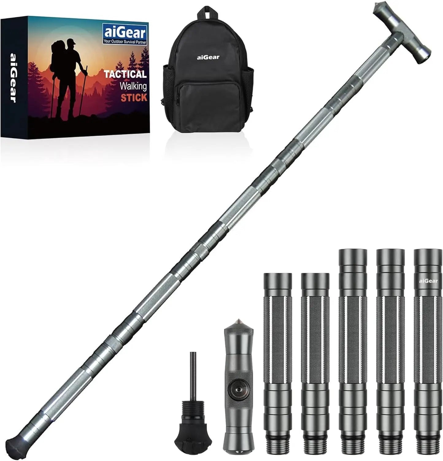 XMSJ Hiking Stick Trekking Poles Outdoor Adjustable Aluminum