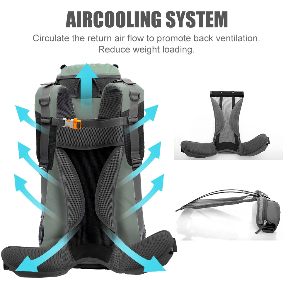 WEST TUNE Internal Frame Hiking Backpack With Rain Cover
