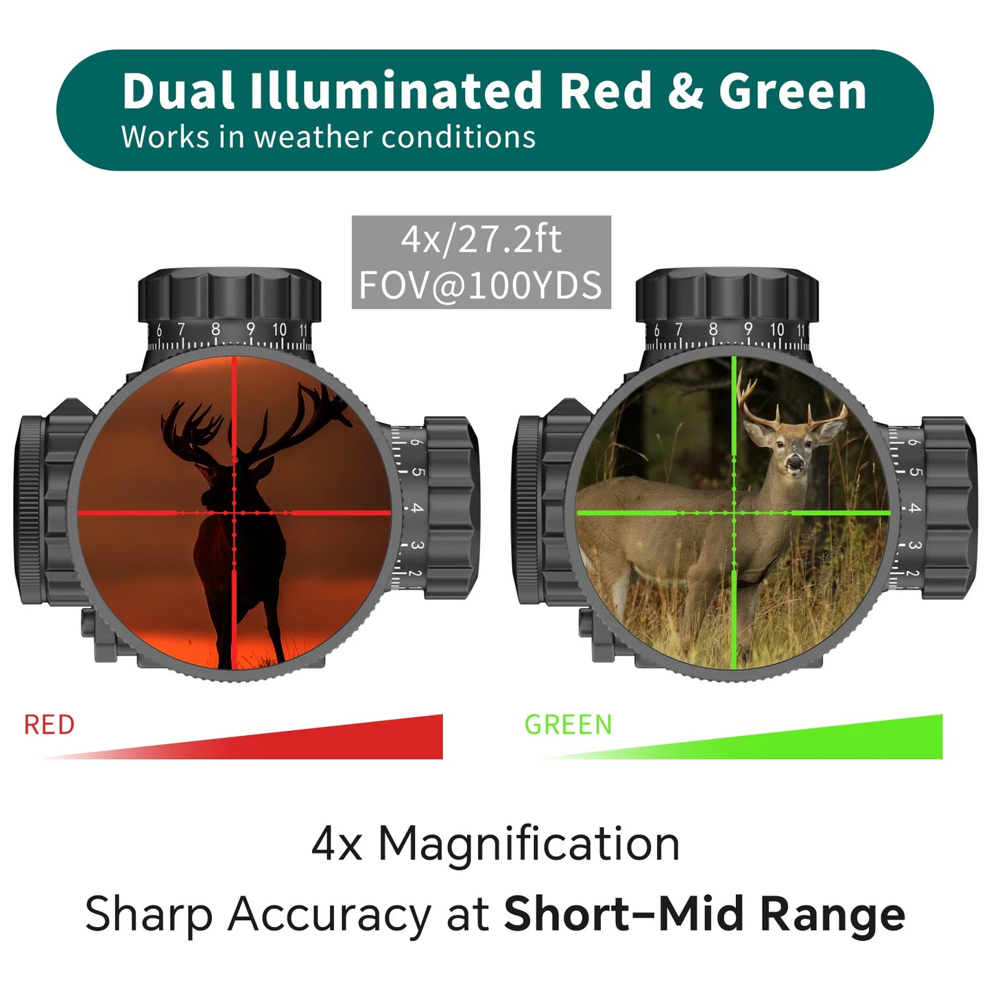 Aquilifer 4x32 AO Hunting Scope For 22LR Rimfire With Rings